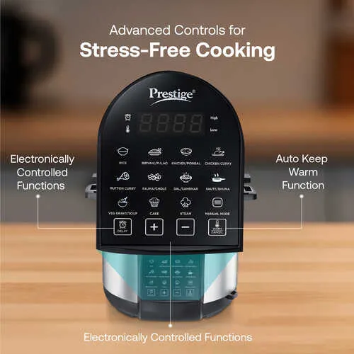 Prestige 6.0L Smart Cook Electric Cooker| 11 Pre-Set Indian Menu| Low Energy Consumption| Stainless Steel Bowl - Detail View
